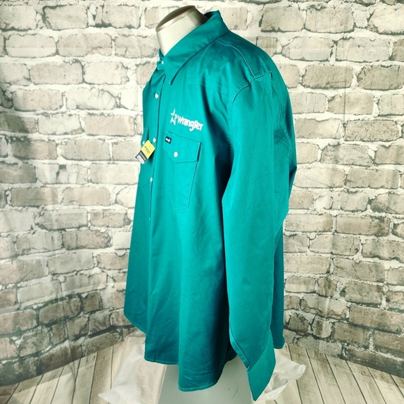 Wrangler Advanced Comfort Snap Front Shirt Embroidered Teal Green Size 3X - Picture 12 of 15